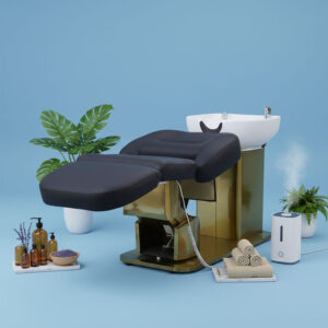 Shampoo chair with basin and electric seat lift plumbed (SerenityCH01)